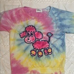 Lola and The Boys Colorful Tie-Dye Girls Shirt with Poodle Design Size 8